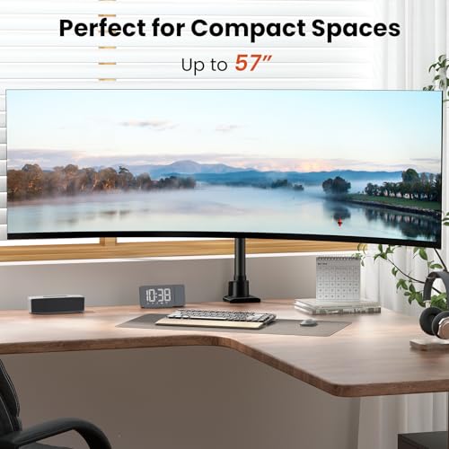 Monitor-Arm Ultrawide Heavy Duty 24-57'' - Aluminum Single Monitor Mount Holds up to 59.4lbs, Adjustable Desk Mount Stand, VESA 75/100 mm, Black - size: Standard
