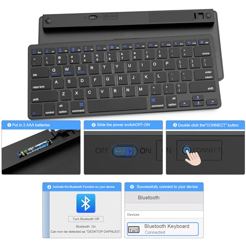 Multi-Device Bluetooth Keyboard for Mac, iPad, iPhone & Windows - Wireless for iPad Pro 12.9/11, Air, Mini, MacBook, Surface, Android Tablet - Switch 3 Devices, Auto-Reconnect, Black - color: Black