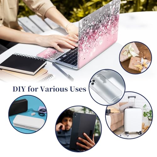 Universal Laptop Protective Skin,Trim-to-Fit Vinyl Sticker for 13–16 Inch Laptop,MacBook,Tablet & Notebook,Scratch-Proof Waterproof Cover,Pink Glitter Sequins - color: Pink Glitter Sequins
