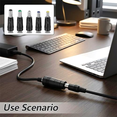 11 Pcs Power Adapter Plug, Universal DC Power Adapter Plug Kit, Connector Tips for Laptop, LED Strip, Router, Camera, AC Charger, 5.5mm x 2.1mm Female Base
