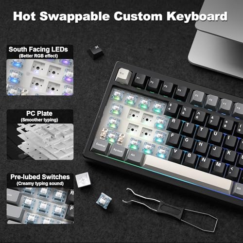 YUNZII IF99 96% Wireless Mechanical Keyboard (Black, Gateron Zero Switch) | QMK/VIA Keyboard with LCD Display,Custom Magnetic Badge,8000mAh Battery,Hot Swap Gasket,RGB,for Gaming/Mac/Win - color: Black, size: Gateron Zero Switch