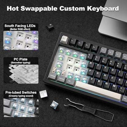 YUNZII IF99 96% Wireless Mechanical Keyboard (Black, Gateron Zero Switch) | QMK/VIA Keyboard with LCD Display,Custom Magnetic Badge,8000mAh Battery,Hot Swap Gasket,RGB,for Gaming/Mac/Win - color: Black, size: Gateron Zero Switch