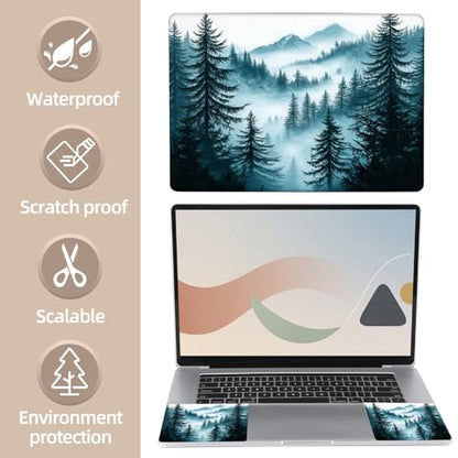 Universal Laptop Skin Sticker for 12/13/14/15.6 Inch Laptops, Reusable Vinyl Laptop Decal Cover, Waterproof Scratch Resistant Notebook Skin with 2 Wrist Pads,Misty Forest - color: Misty Forest