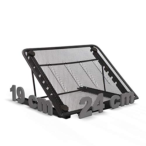 Laptop Computer Portable Mesh Stand, Adjustable Angle Well-Ventilated Ergonomic Desktop Holder, Foldable, Lightweight & Flexible Tray Mount Universal Compatible Laptop/Notebook/Macbook/Tablet (Black)