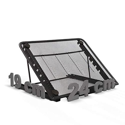 Laptop Computer Portable Mesh Stand, Adjustable Angle Well-Ventilated Ergonomic Desktop Holder, Foldable, Lightweight & Flexible Tray Mount Universal Compatible Laptop/Notebook/Macbook/Tablet (Black)