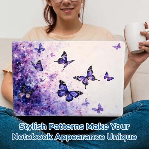 Reusable Universal Laptop Skin Sticker, Cut to Fit for 11.6–15.6 Inch Laptops, Waterproof Protective Film, No-Residue - Violet Butterflies - color: Violet Butterflies