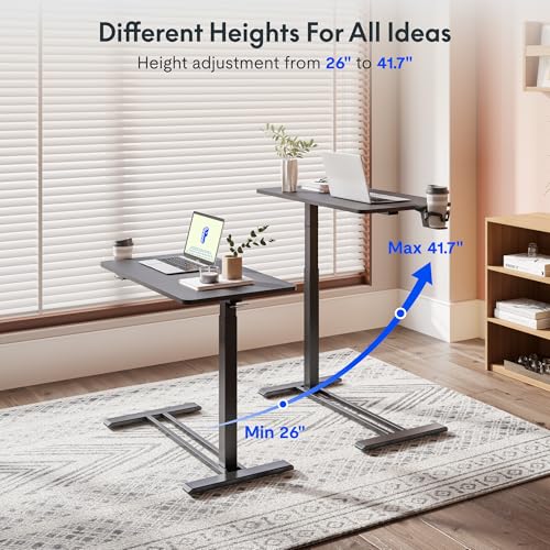 FLEXISPOT Adjustable C Table with Wheels, Mobile Snack Side End Table Sofa Couch Bedside Table Laptop Rolling Cart TV Tray Night Stand Small Space Side Table,(31.5" W x 17.7" D,Black) - color: Black, size: 32x18