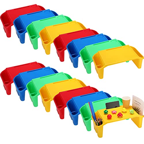 Kisston 12 Pcs Kids Lap Desk Bulk Tray Lap Table Bed Table Plastic Desk with Extra Storage Space Activities Children Portable for Kids Students Work Study School Classroom(Colorful) - color: Colorful