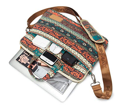 Kinmac New Bohemian 360° Protective Water-Resistant Canvas Laptop shoulder Messenger Sleeve Briefcase case Bag For MacBook Pro 16 inch,LG Gram 16 inch and 15 inch-15.6 inch Laptop - color: Bohemian, size: 15 inch-16 inch