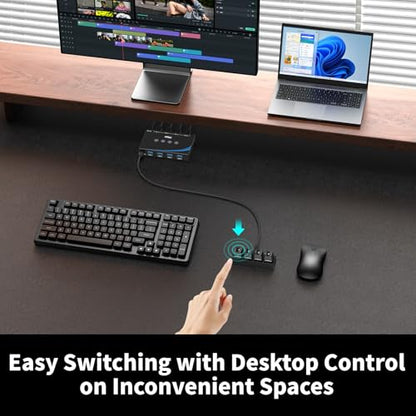 eKL USB 3.0 Switch 4 Computers Sharing Mouse Keyboard Printer Scanner, 4 Port USB Switcher with RS232 Serial Switching, Remote Controller, 3.5mm Mic & Headset Audio Jack, 4 USB 3.0 Cables Included - size: USB3.0 4 in 4 out with remote and RS232 cable