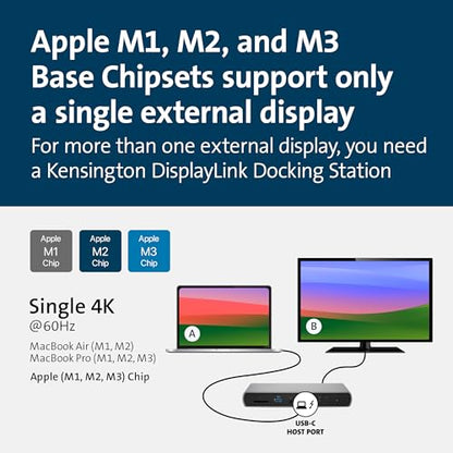 Kensington SD5780T Thunderbolt 4 Dual 4K Docking Station with up to 100W Power Delivery & SD Card Reader, HDMI & Thunderbolt 4 Ports for Windows and MacBooks (K33040NA) | 100W power delivery, SD card reader, HDMI and Thunderbolt 4 ports, for Windows and M