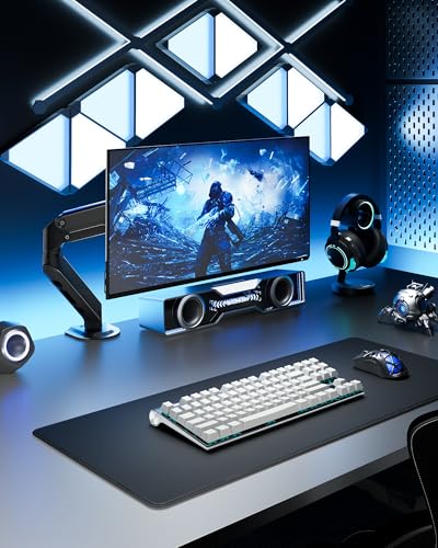 monTEK Single Monitor Arm Mount for 17-32 Inch Screens, Heavy Duty Steel Mechanical Spring Desk Monitor Stand, Full Motion Adjustable Monitor Arm with Clamp & Grommet, VESA 75/100, Holds up to 20lbs - size: Single Arm