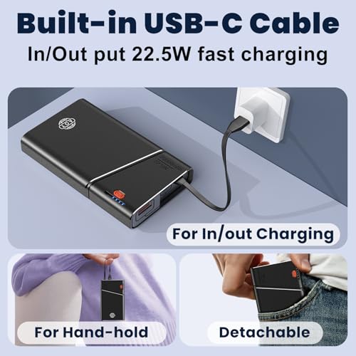 Portable Charger 20000mAh, 22.5W PD 3.0+QC 4.0 Super Fast Charging Power Bank, Cooler Aerospace Metal Case for iPhone 17 16 15 14, 13 Android iPad Samsung Google Tablet & More, Travel Essential - color: Black