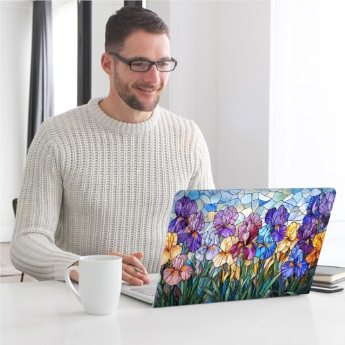 Universal Laptop Skin, DIY Cut-to-Fit Vinyl Cover Compatible with HP, Dell, Lenovo, Mac (13.3" to 15.6"), Anti-Scratch, No Residue & Bubble-Free Protective Decal Sticker, Stained Glass Iris - color: Stained Glass Iris