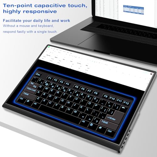 Portable Monitor Touchscreen 16 Inch FHD 1920x1200P HDMI USBC Travel Touch Screen Monitor IPS Display for PC Laptop Computer Ras Pi, 300cd/㎡, Built-in Speakers