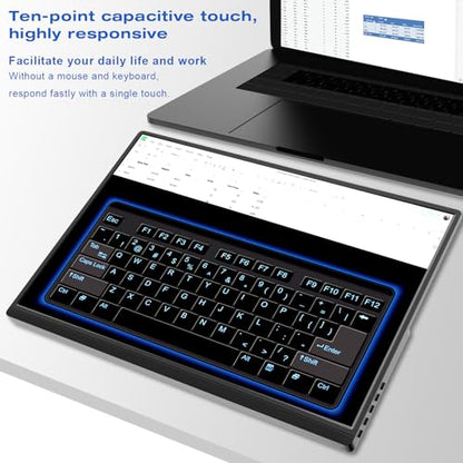 Portable Monitor Touchscreen 16 Inch FHD 1920x1200P HDMI USBC Travel Touch Screen Monitor IPS Display for PC Laptop Computer Ras Pi, 300cd/㎡, Built-in Speakers