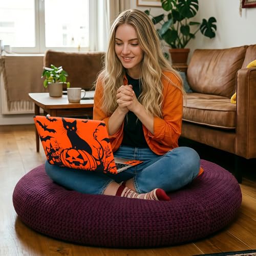 Black Cat On Pumpkin Bats Universal Laptop Skin Sticker 3PCS, Protective Decal Trim-to-Fit 11.6" 13.3" 14" 15.6" Laptop Vinyl Cover, Removable Anti-Scratch Computer Decal Protector - color: Black Cat On Pumpkin Bats