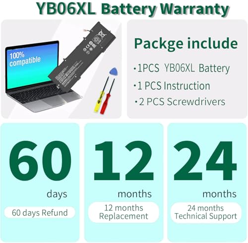 DMKAOLLK 84.08Wh YB06XL 928372-855 928427-272 Battery for HP Spectre X360 | Convertible 15-CH011DX 15-CH0XX 15T-CH000 15-CH011NR 15-CH 15T-CH Series 928372-856 928427-271 YB06084XL 11.55V - size: 12.08*3.93*0.2inch YB06XL