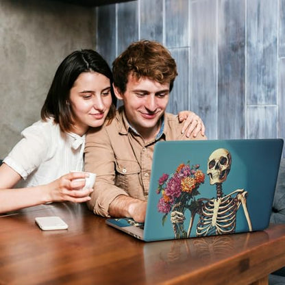 Universal Laptop Skin Sticker Decal, Compatible with MacBook HP Dell Lenovo 12"-15.6", Reusable Vinyl Notebook Cover 3PCS Set, High-Recognition Film-Skeleton Holding Flowers - color: Skeleton Holding Flowers
