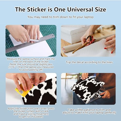 Universal Laptop Skin Sticker with 2 Wrist Pad Skins, Waterproof Scratch Resistant Vinyl Laptop Cover Decal, Cut to Fit for 11–15.6 Inch MacBook HP Dell Lenovo, Cow Print - color: Cow Print