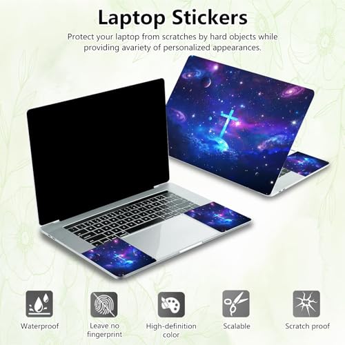 Laptop Skin Sticker Decal, Universal Reusable Vinyl Laptop Cover for 12" 13" 13.3" 14" 15" 15.4" 15.6" Notebook PC, Reusable Waterproof Scratch-Resistant with 2 Wrist Pads,Christian Cross - color: Christian Cross
