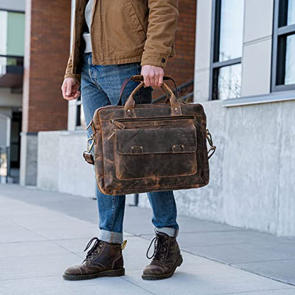 Leather briefcase 18 Inch Laptop Messenger Bags for Men and Women Best Office Briefcase Satchel Bag - style: 16 Inch