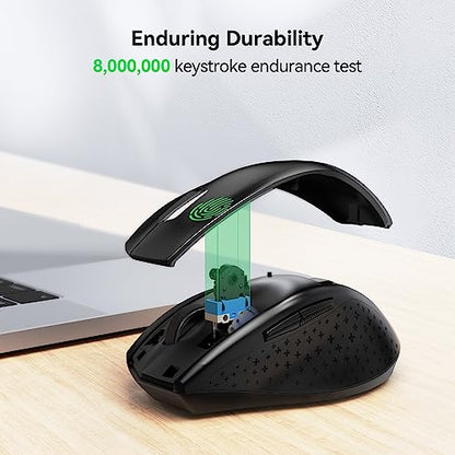 TECKNET Wireless Mouse, 2.4G Computer Mouse with 6-Level Adjustable 4800 DPI, 30 Months Battery, Ergonomic Grips, 6 Buttons Portable for PC, Chromebook, Mac - Carbon Black - color: Carbon Black