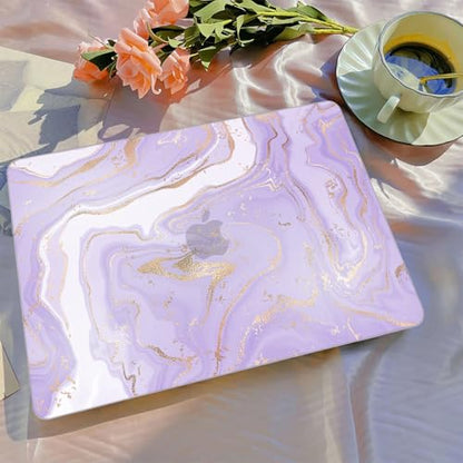 B BELK Compatible with MacBook Air 13 inch Case 2021 2020 2019 2018 M1 Chip | A2337 A2179 A1932, Plastic Laptop Hard Shell for MacBook Air 13.3 inch Case & Keyboard Cover &Screen Protector, Purple Marble - color: Purple Marble