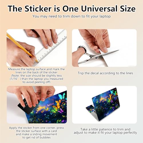 Laptop Skin Sticker Decal 15.6 Inch,12 13 13.3 14 15 15.6 in Laptop Netbook Skins for Notebook,Art Decal Removable Waterproof Scratch Resistant,Universal Vinyl Cover,Colorful Butterfly - color: Colorful Butterfly