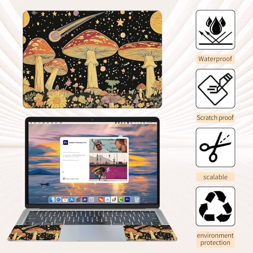 15.6 Inch Laptop Skin Sticker, Reusable Vinyl Cover Protector with 2 Wrist Pad Skins, Removable Waterproof Scratch-Resistant for 12-15.6 Inch Laptop Notebook,Mushrooms Psychedelic - color: Mushrooms Psychedelic