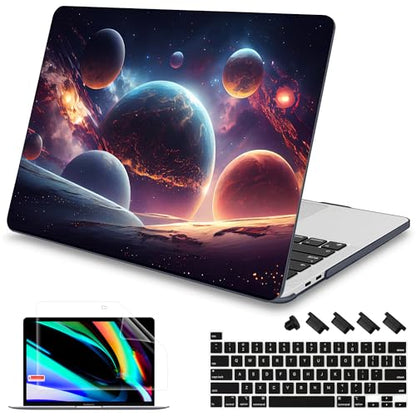 Mektron Case for MacBook Pro 16 Inch A2141 Cover 2019 Release 16" with Liquid Retina Display/Touch ID, Plastic Hard Shell with Keyboard Skin & Screen Protector & Dust Plug, Planets - color: Planets