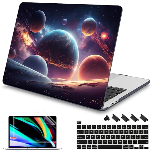 Mektron Case for MacBook Pro 16 Inch A2141 Cover 2019 Release 16" with Liquid Retina Display/Touch ID, Plastic Hard Shell with Keyboard Skin & Screen Protector & Dust Plug, Planets - color: Planets