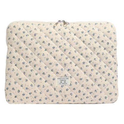 Cute Laptop Sleeve 13-15 inch Laptop Case Aesthetic Quilted Laptop Sleeve Computer Bag with Flower Printing for MacBook (A-Blue, 15inch) - color: A-blue, size: 15inch