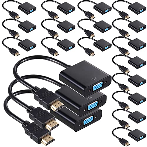Yunsailing Digital Av to Vga Adapter Converter Bulk Gold Plated Black Video Cable Adapter Compatible with Raspberry Pi Computer Desktop Laptop Monitor HDTV Projector(10 Pack)