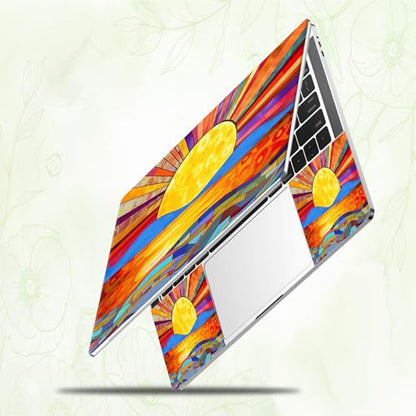 Laptop Skin Sticker Decal, Universal Reusable Vinyl Laptop Cover for 12" 13" 13.3" 14" 15" 15.4" 15.6" Notebook PC, Waterproof Scratch-Resistant with 2 Wrist Pads, Easy to Apply & Remove,A Art Sun - color: A Art Sun