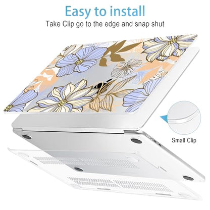 Mektron for 2026/2025/2024/2023 MacBook Air 15 INCH M5 A3448 /M4 A3241 /M3 A3114 /M2 A2941 Case, Printed Plastic Hard Shell Cover with 15.3" Liquid Retina Display Touch ID, Abstract Floral - color: Abstract Floral