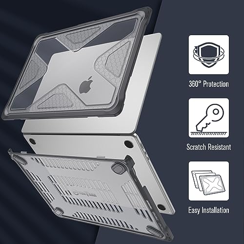 Fintie Rugged Case for MacBook Air 15 Inch, Gray | A3448 A3241 A3114 A2941, 2023 2024 2025 2026, M2 M3 M4 M5, TPU Bumper, Heavy Duty Hard Shell Cover - color: Gray