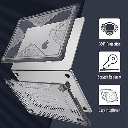 Fintie Rugged Case for MacBook Air 15 Inch, Gray | A3448 A3241 A3114 A2941, 2023 2024 2025 2026, M2 M3 M4 M5, TPU Bumper, Heavy Duty Hard Shell Cover - color: Gray