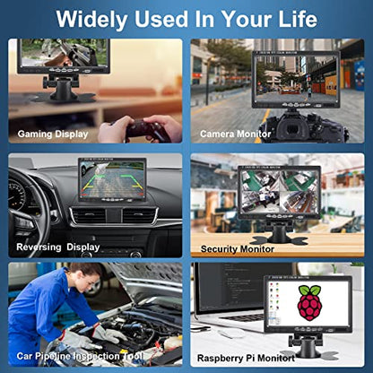 7 inch Portable Small HD 1080P VGA Monitor, Mini Screen 1024x600, HDMI/VGA/AV Input, with Speakers - size: TFT 7 inch 1024x600