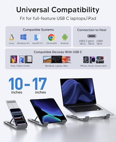 Laptop Docking Station Stand,11 in 1 Laptop Dock Stand with 4K HDMI | 4K@60Hz HDMI, 2 USB A 3.0, 2 USB A 2.0, PD 100W, USB C 3.0+SD&TF+Audio Compatible with Mac Pro/Air/Dell/HP/Surface/Lenovo - style: M92 11 in 1