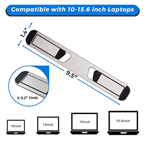 Portable Laptop Riser–Self-Adhesive Aluminum Foldable Laptop Stand | Laptop accessories for desk non skid non slid - color: Silver
