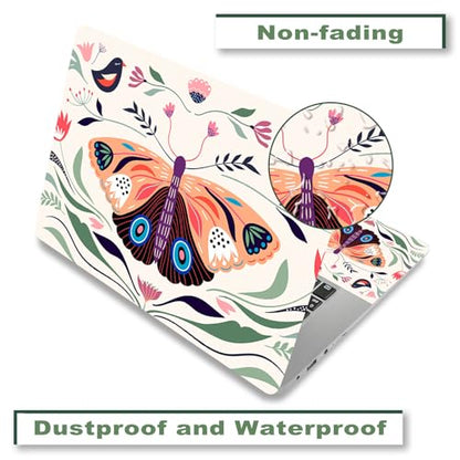 Laptop Skin Sticker Decal,12" 13" 13.3" 14" 15" 15.4" 15.6 inch Laptop Vinyl Skin Sticker Cover Art Protector Notebook PC (2 Wrist Pad Skins Included), Waterproof Removable, Butterfly Birds - color: Butterfly Birds