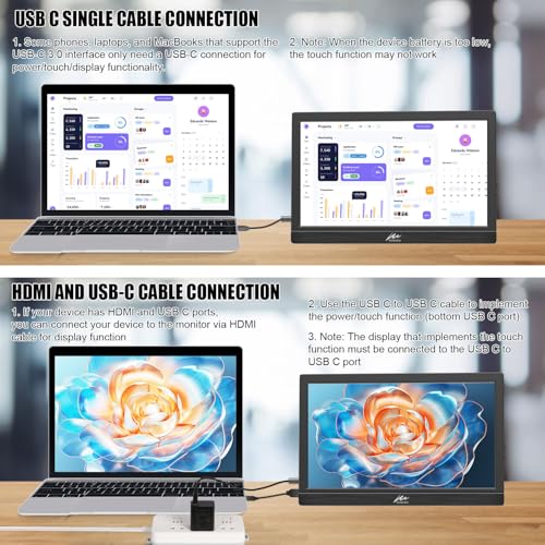 Kenowa Touchscreen Portable Monitor 11.6 Inch, HD 1366x768P LED External Display with USB C HDMI and Speakers & Stand, Travel Monitor Second Screen for Laptop Phone PC Mac Xbox PS4 Switch