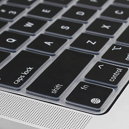 ProElife Keyboard Cover Skin for MacBook Air 13/15 Inch M5 M4, Black | US Enter, Ultra Thin (0.26 mm), Silicone Protective Skin, Easy to Apply, Washable & Reusable, Dust-proof, Precision Molded - color: Black