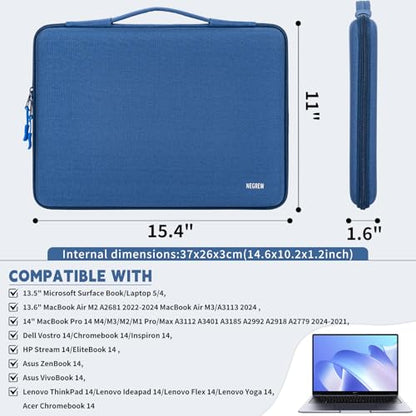Hard Laptop Sleeve Case for 13.6 Inch MacBook Air M2 A2681 2022-2024 M3/A3113 2024,14inch MacBook Pro 14 M4/M3/M2/M1 Pro/Max A3112 A3401 A3185 A2992 A2918 A2779 2024-2021, Water-Resistant - color: Blue
