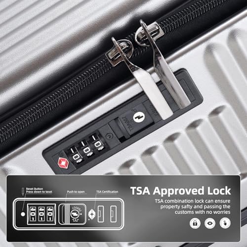 Kaleenie 29 Inch Aluminum Checked Luggage with Side Opening Zipper, Lightweight Hardshell ABS+PC Suitcase with TSA Lock, 360° Universal Wheels, Gray - color: Gray, size: 29 Inch
