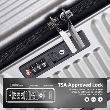 Kaleenie 29 Inch Aluminum Checked Luggage with Side Opening Zipper, Lightweight Hardshell ABS+PC Suitcase with TSA Lock, 360° Universal Wheels, Gray - color: Gray, size: 29 Inch