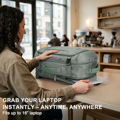 Travel Backpack Carry On Everyday Laptop Backpack Fits 16" Laptop | Flight Approved Luggage Backpack for Men Women, Suitcase-Style Main Pocket, Laptop Compartment, USB Port, for Travel, Daily - color: Grey Blue