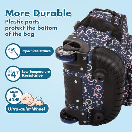 Tilami Rolling Backpack for Kids 19 inch with Lunch Bag Wheeled Laptop Backpack,Bicycle - color: Bicycle