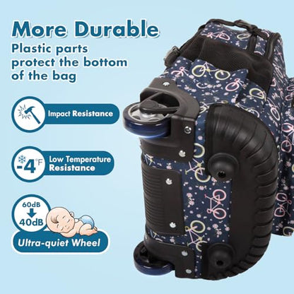 Tilami Rolling Backpack for Kids 19 inch with Lunch Bag Wheeled Laptop Backpack,Bicycle - color: Bicycle